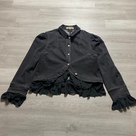 Free People Suki Jacket In Washed Black Size XL - Picture 2 of 10